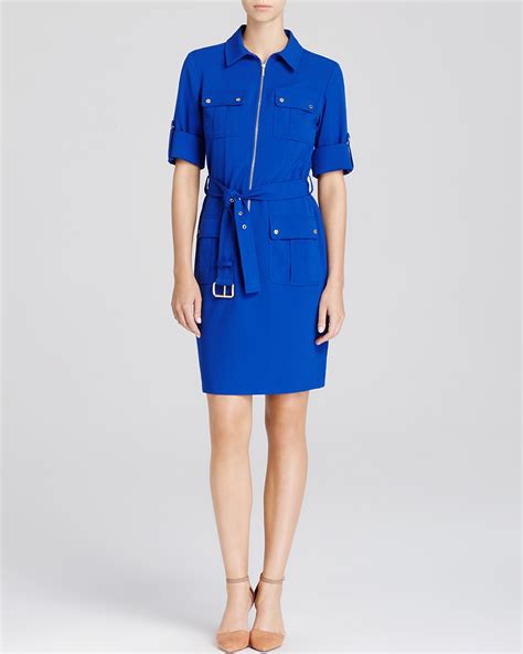 michael kors roll sleeve belted shirt woven dress|Michael Kors shift dress.